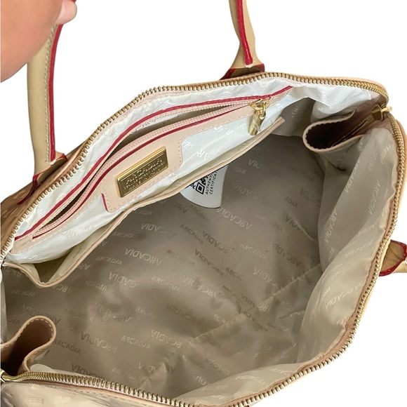 Arcadia Hand beige/ red Italian Bag size OS - Picture 2 of 16